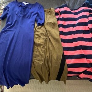 Blue, Gold, and Striped Dresses